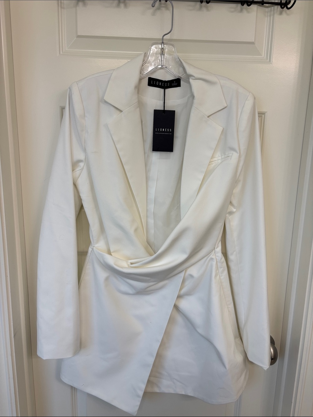 Lioness Off-White Draped Front Blazer Jacket